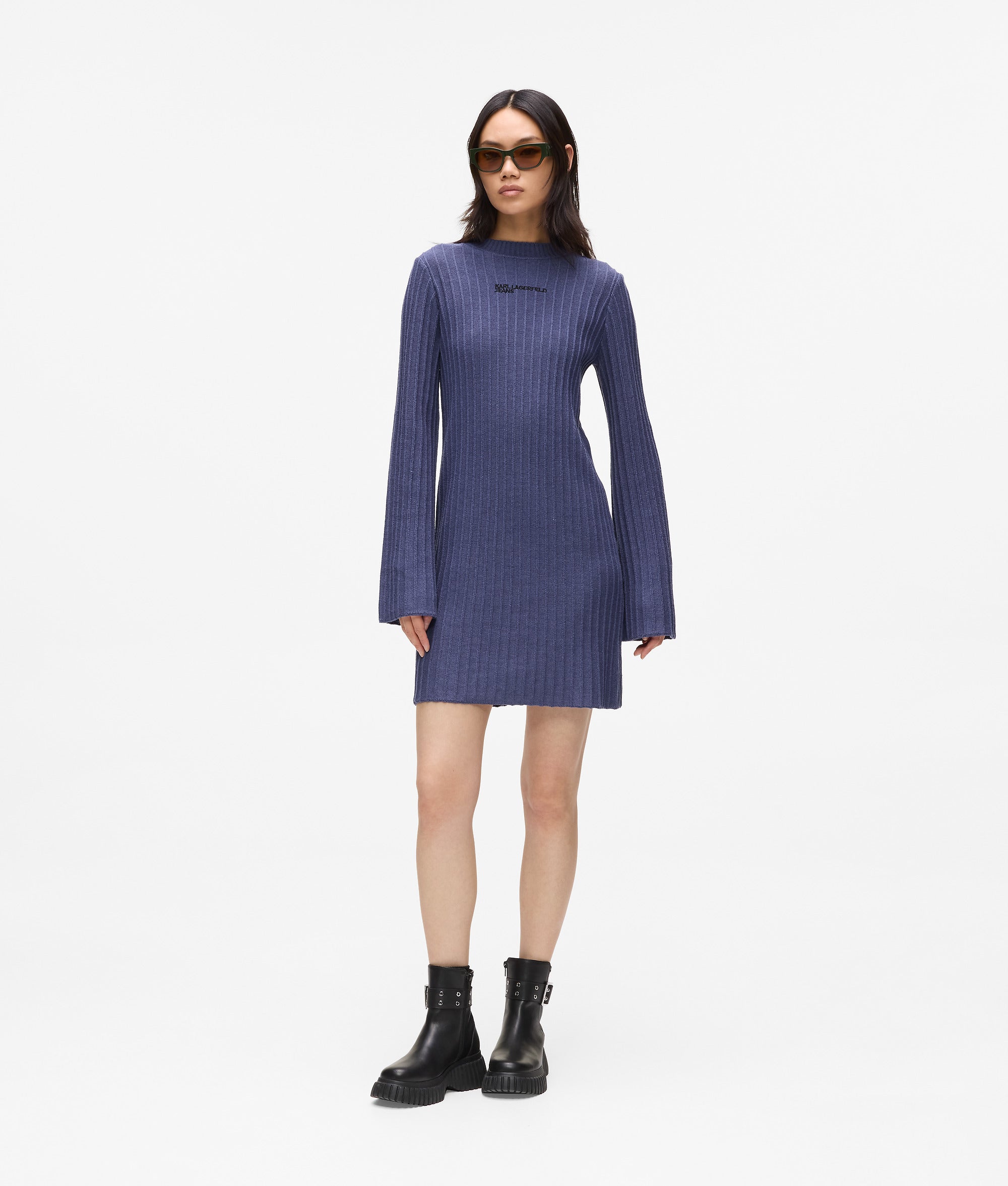 Pleated knit dress