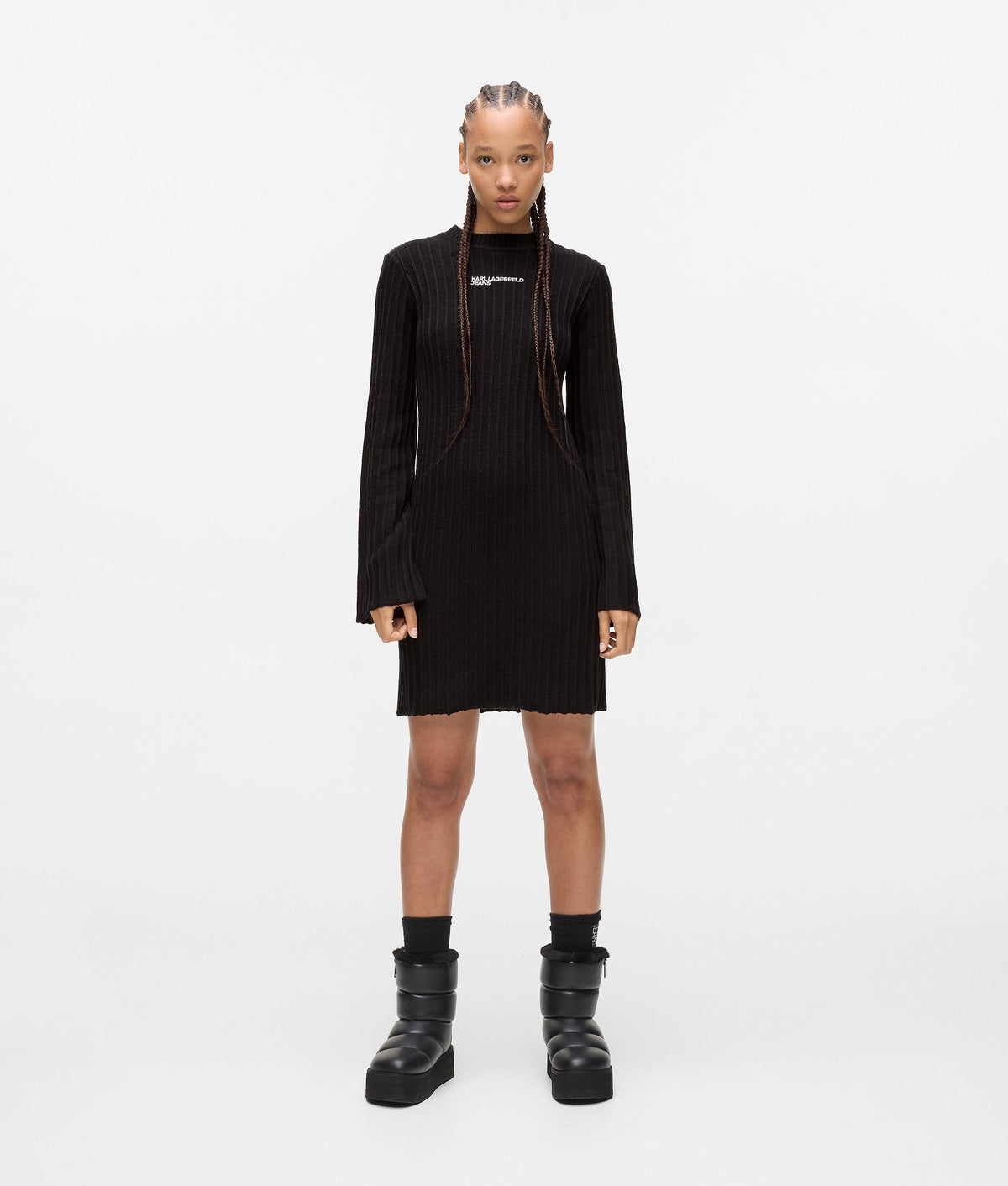 Pleated knit dress