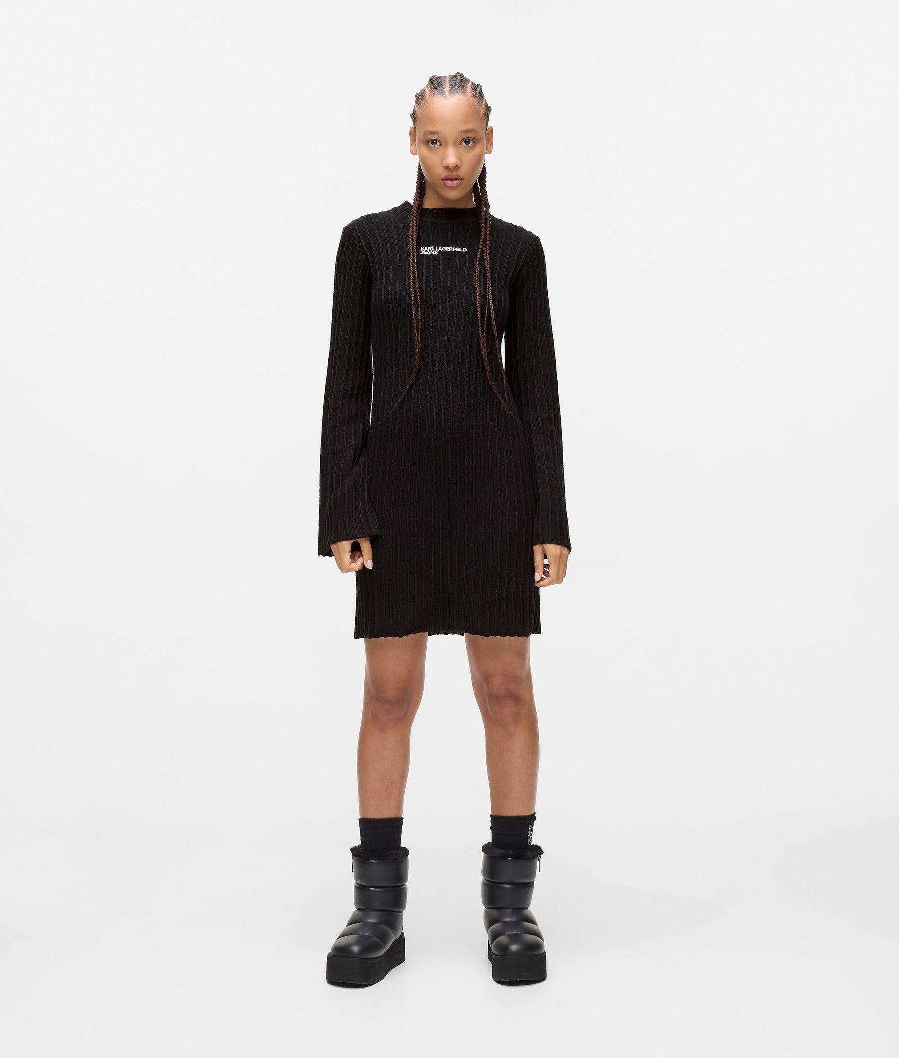 Pleated knit dress