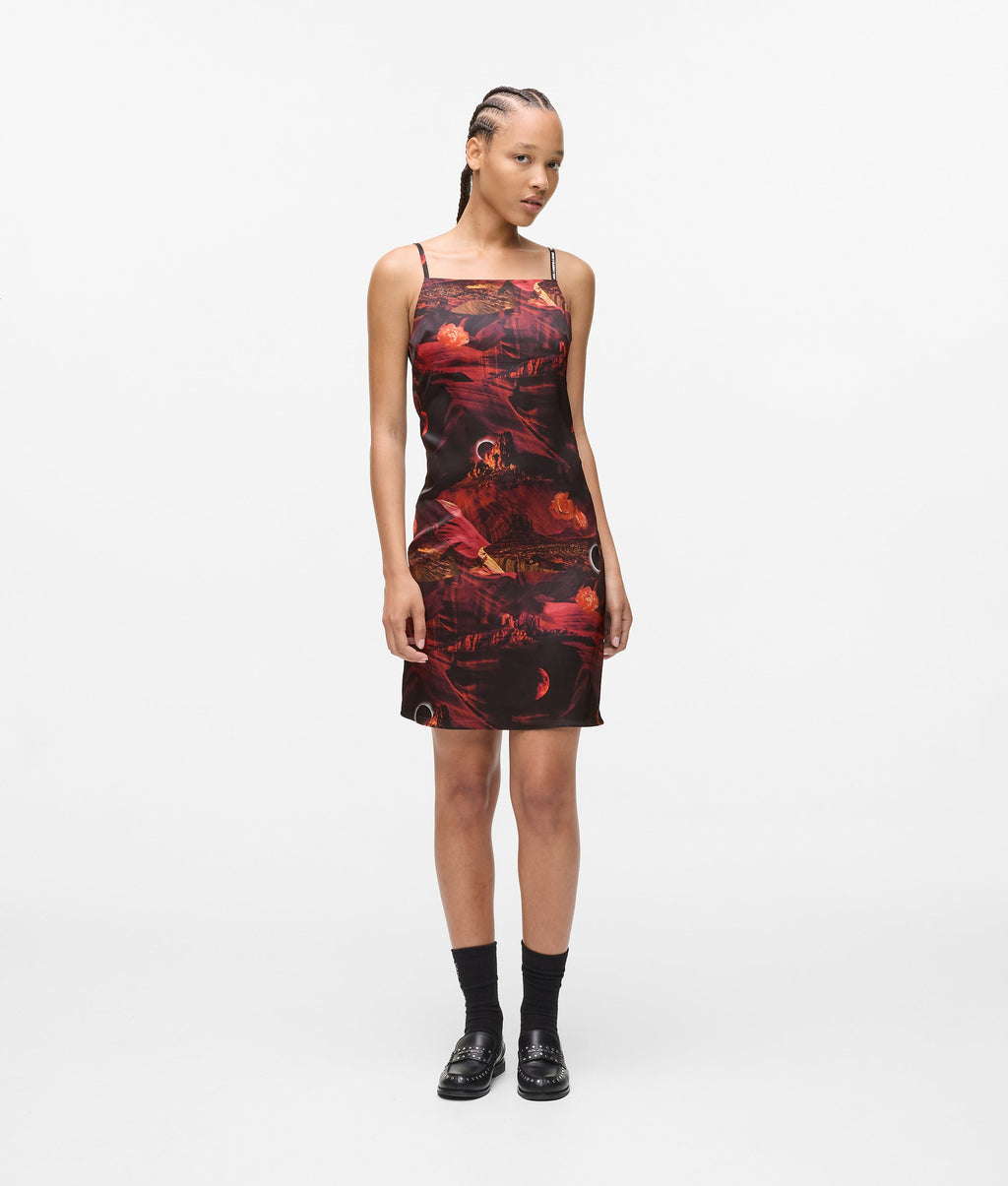 All-over-print satin dress