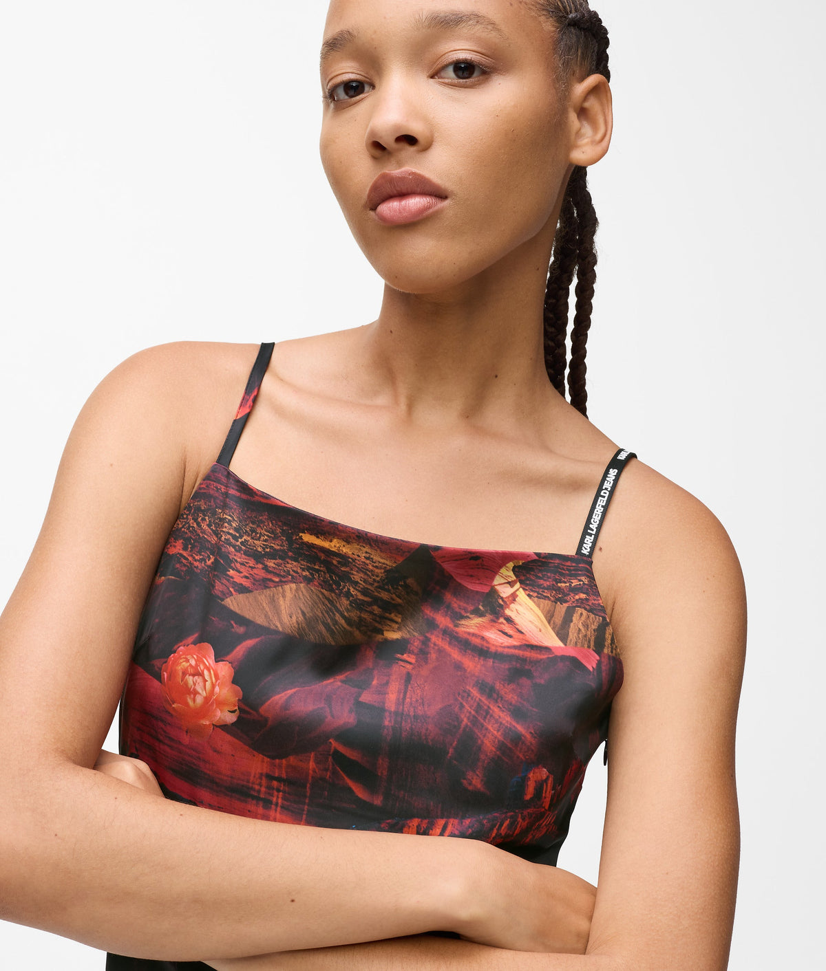 All-over-print satin dress