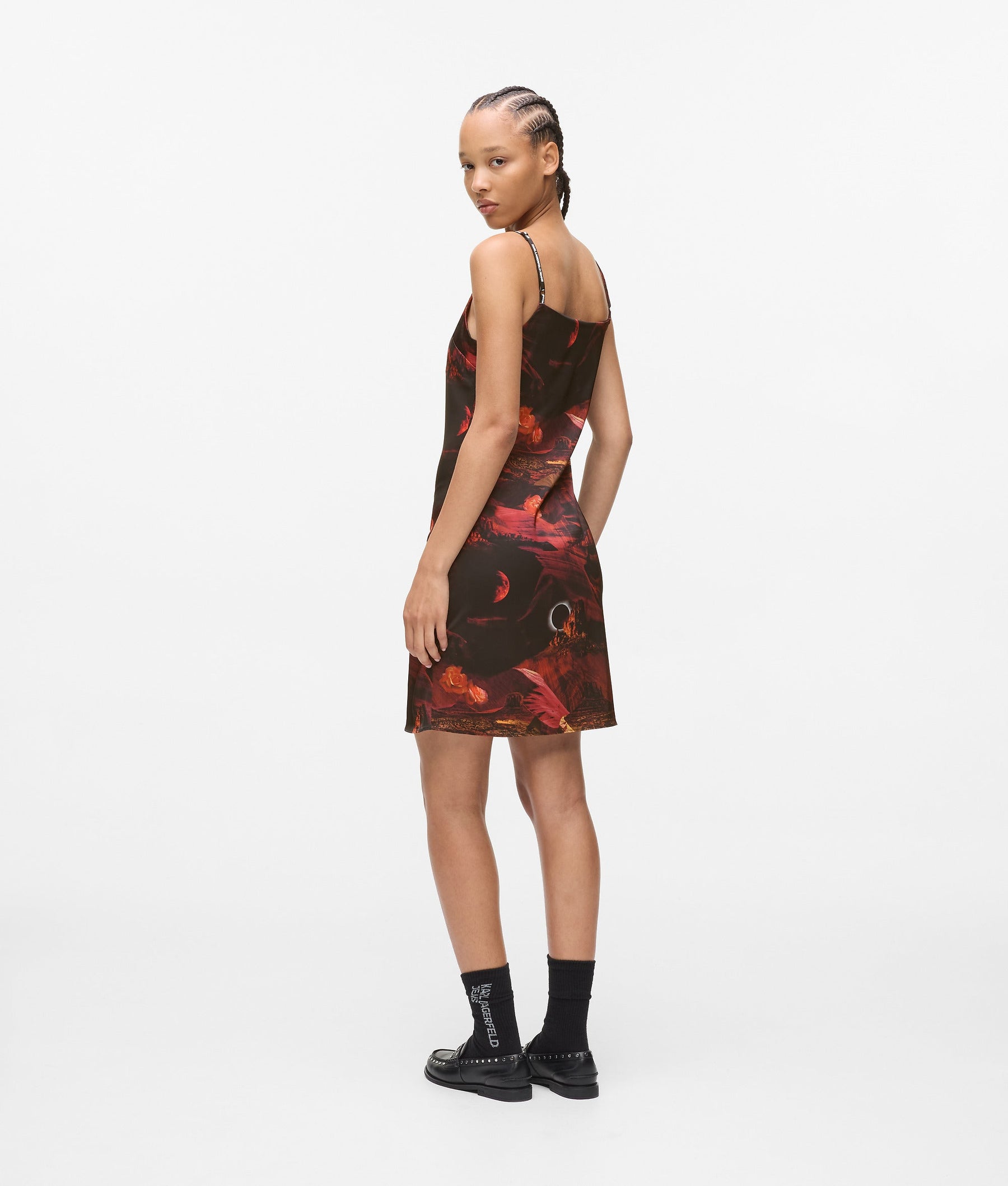 All-over-print satin dress