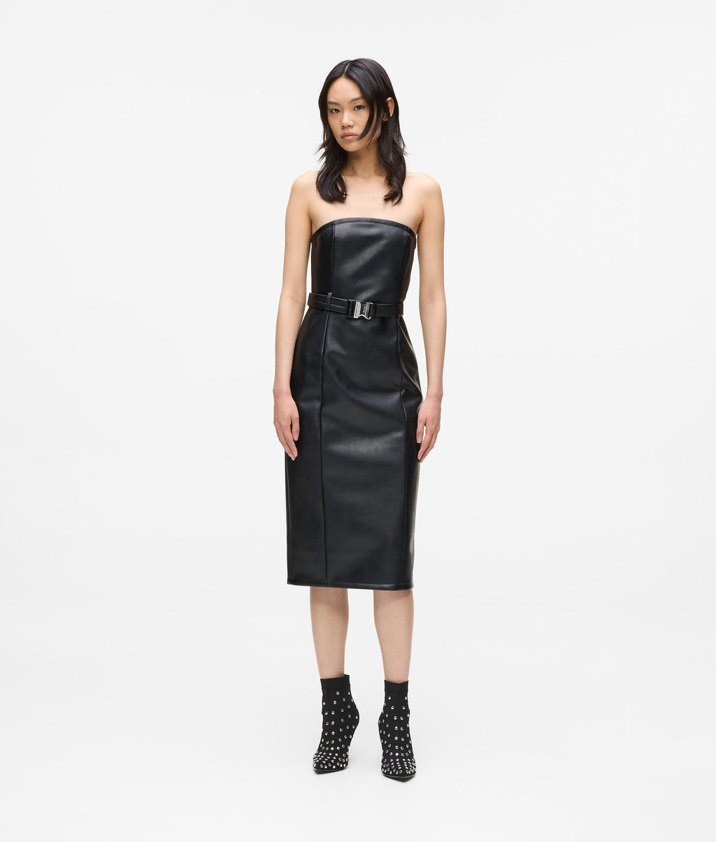 Faux-leather dress
