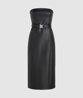 Faux-leather dress
