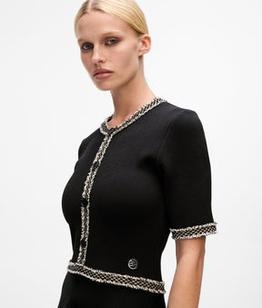 Bouclé detail knit dress