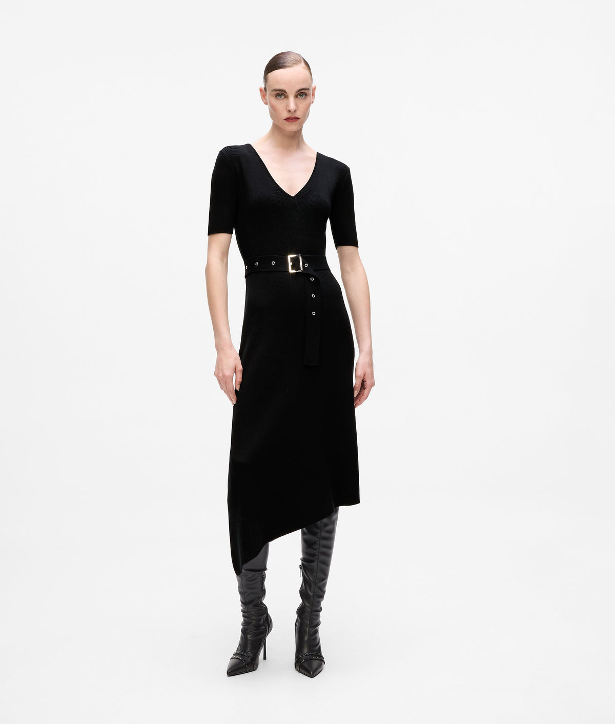 Belted knit dress