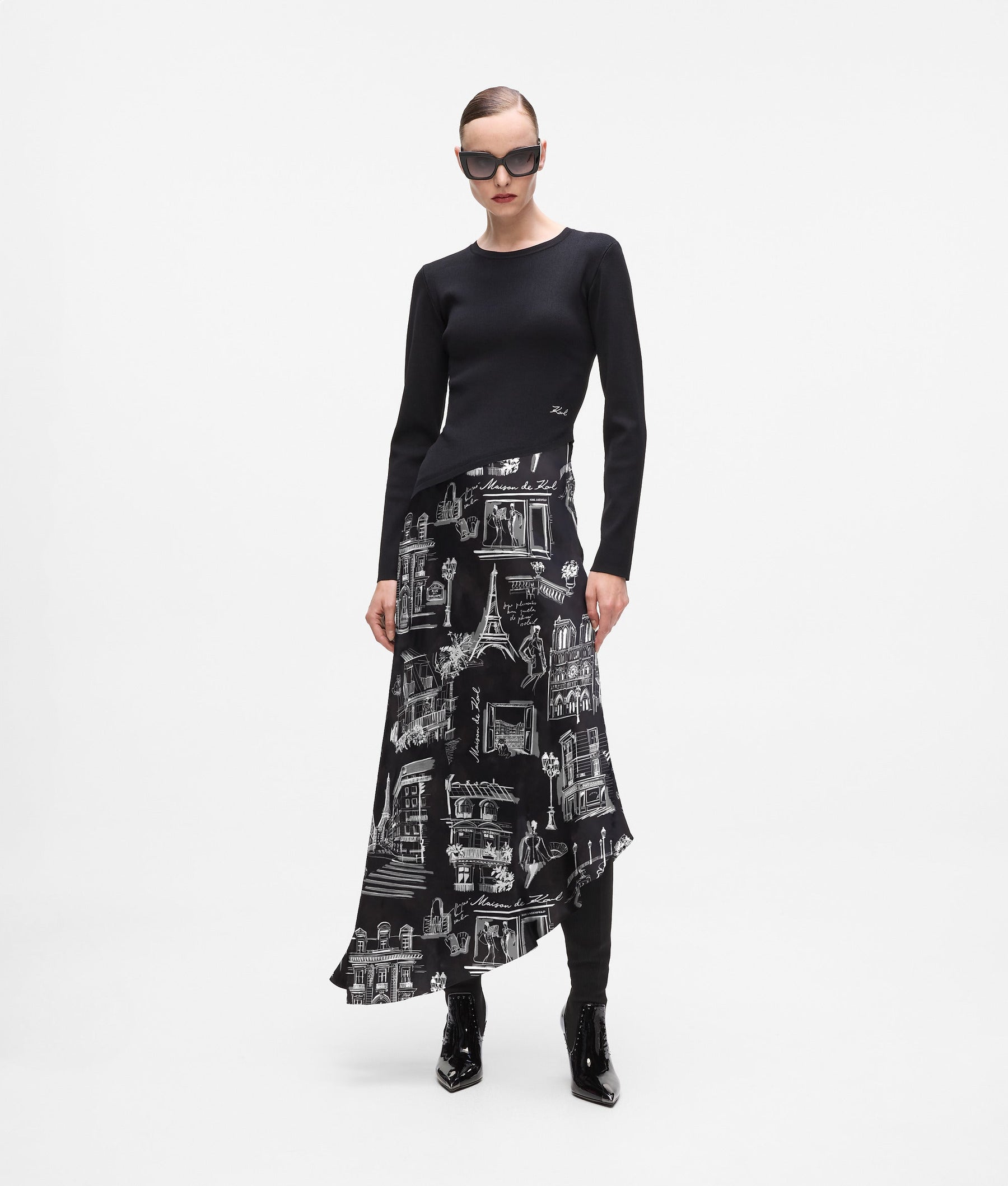 Paris sketch midi dress