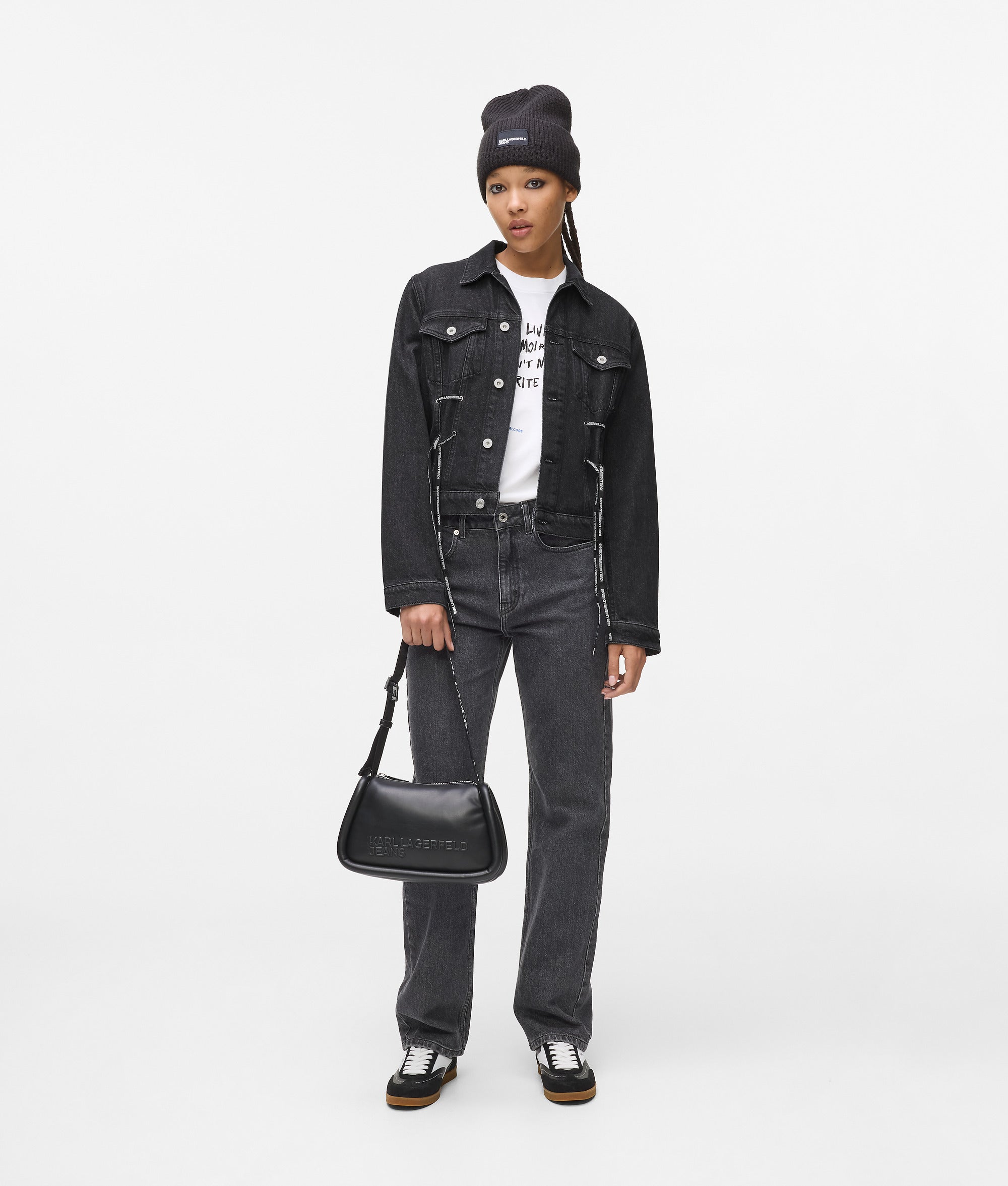 Lace-up denim jacket