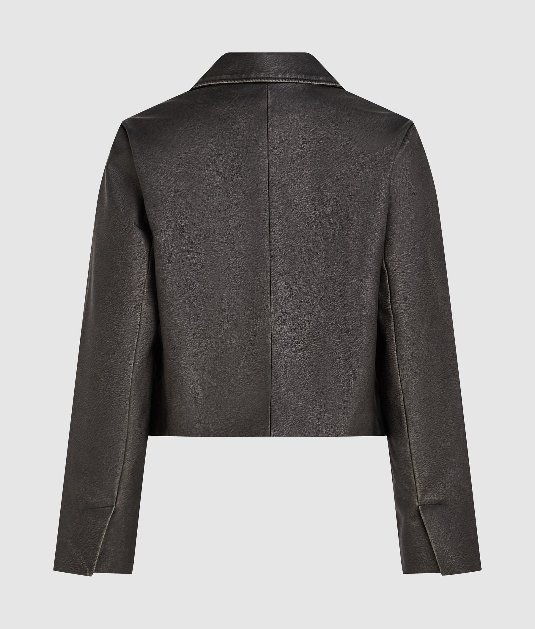 Distressed faux-leather blazer