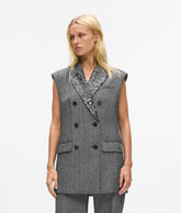 Sequin lapel tweed gilet