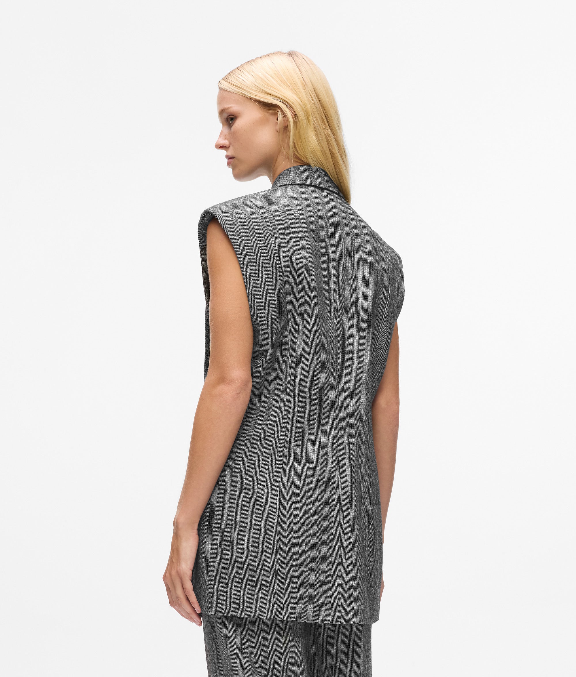 Sequin lapel tweed gilet
