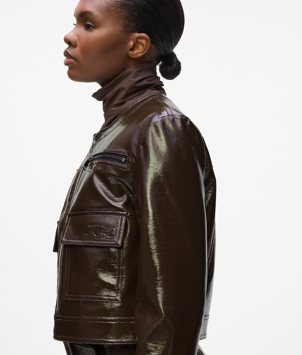 Patent faux-leather jacket