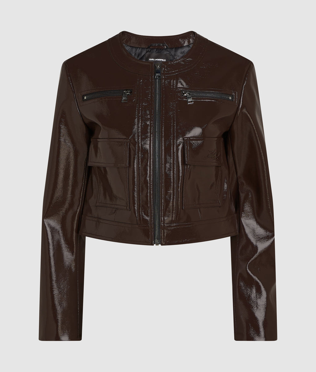 Patent faux-leather jacket