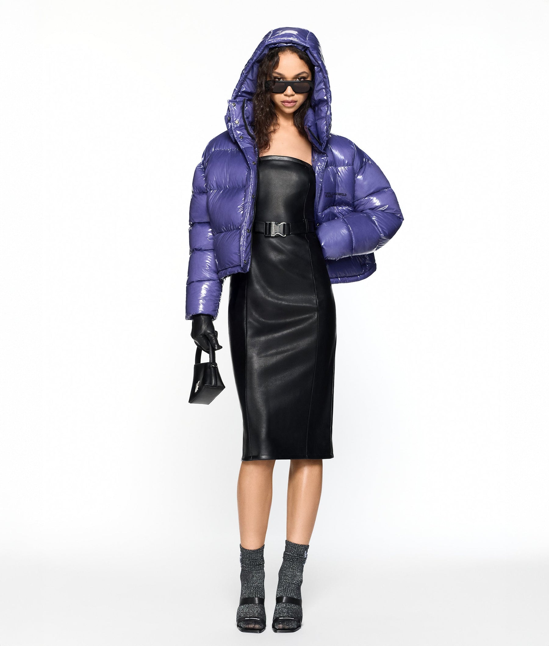 Shiny boxy puffer jacket