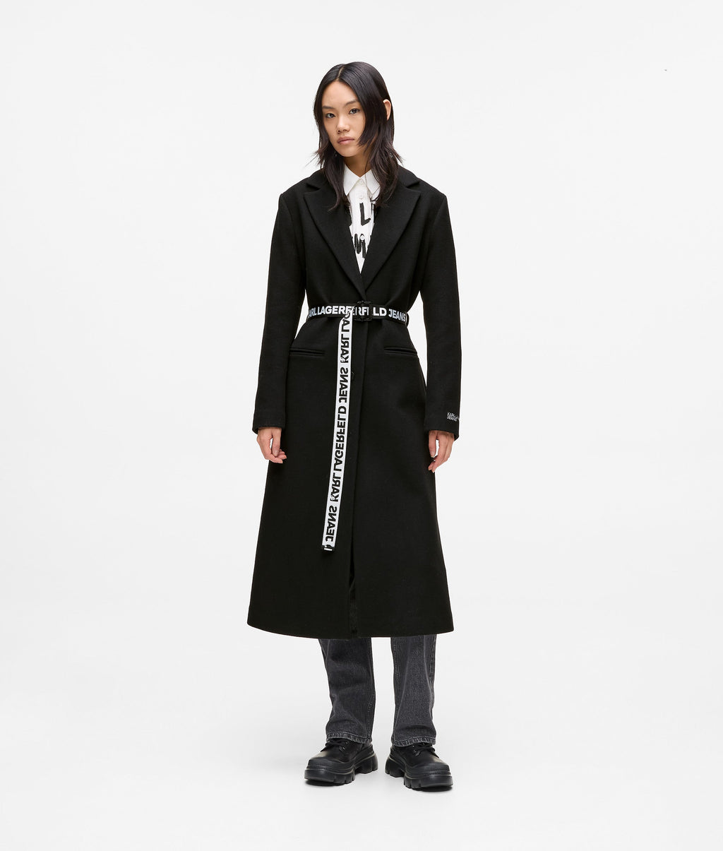 Logo belt coat