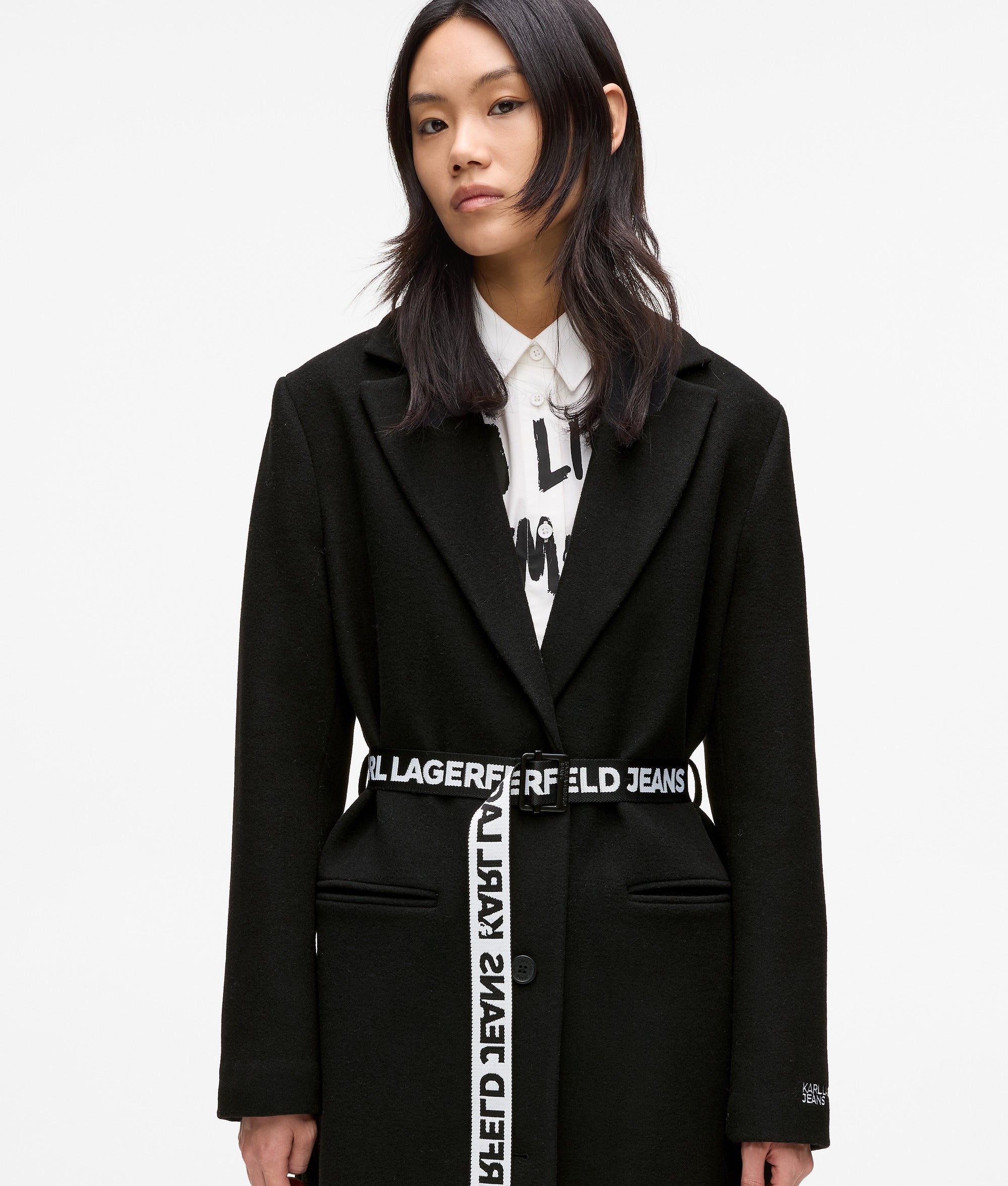 Logo belt coat