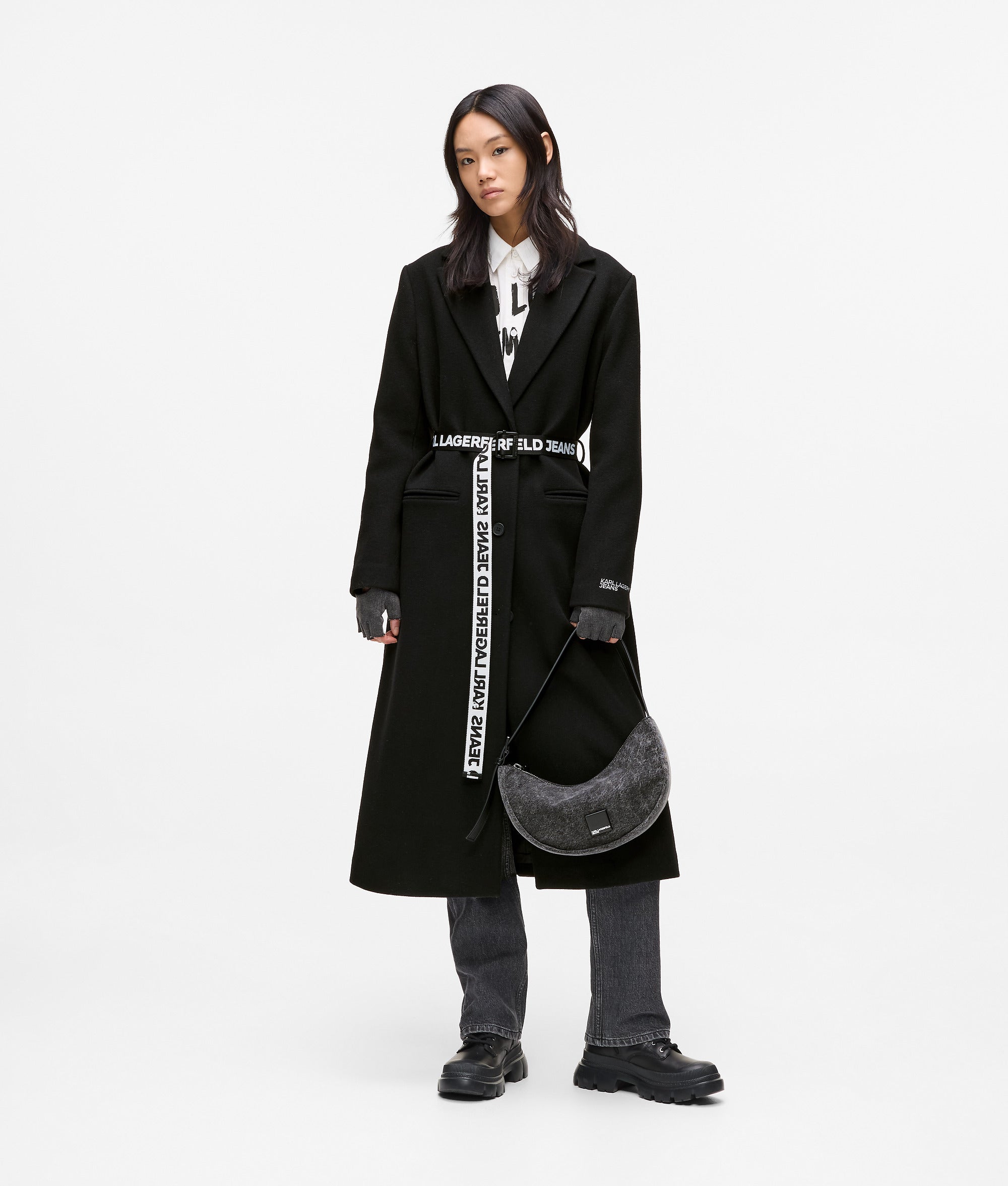 Logo belt coat