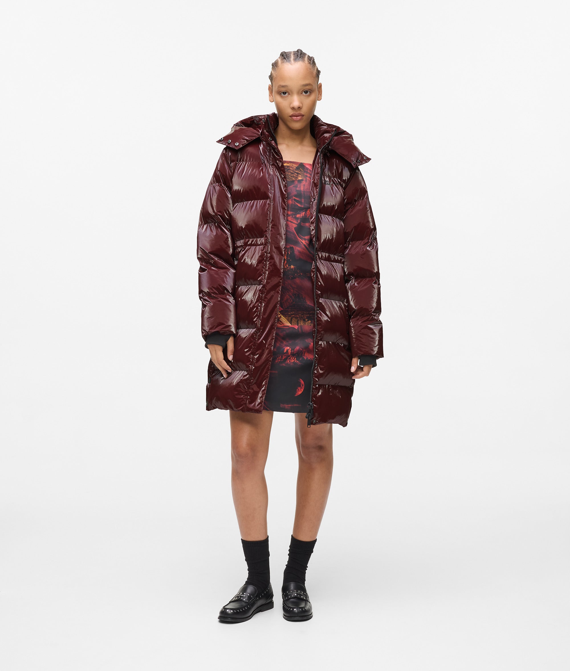 Long shiny padded jacket