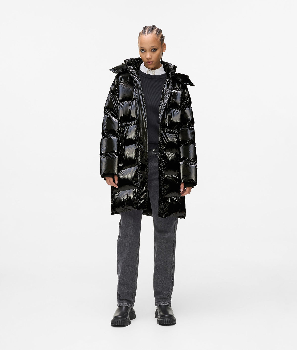 Long shiny padded jacket