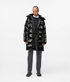 Long pearlised puffer jacket