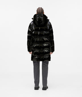 Long pearlised puffer jacket