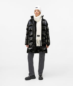 Long pearlised puffer jacket
