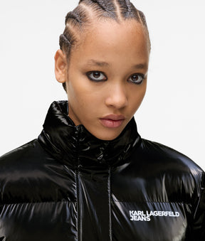 Long pearlised puffer jacket