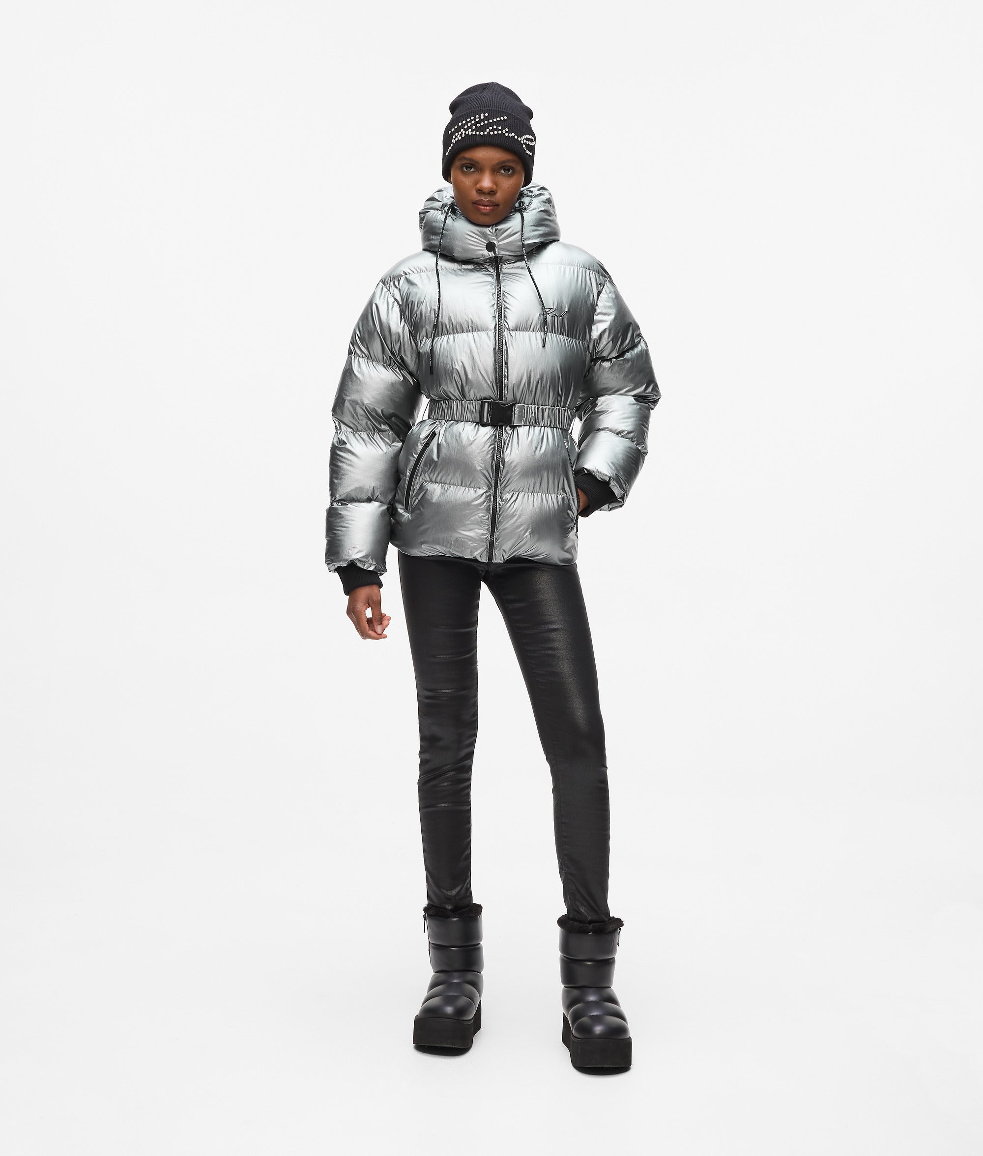 Metallic puffer jacket