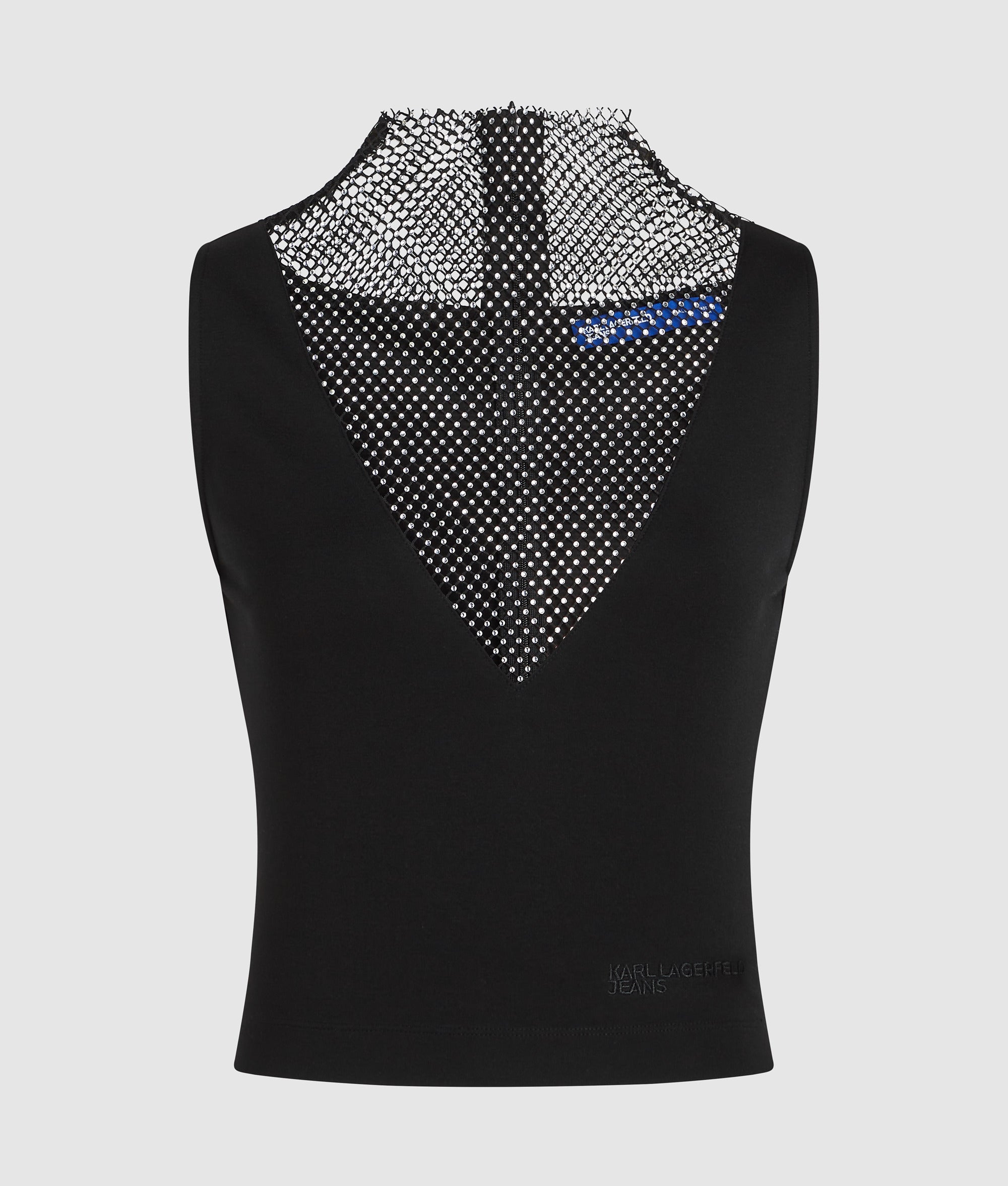 V-neck rhinestone mesh top