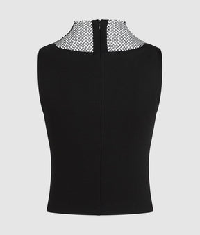 V-neck rhinestone mesh top