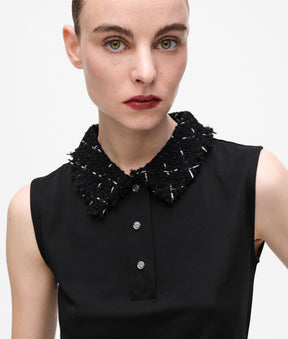 Bouclé detail polo shirt