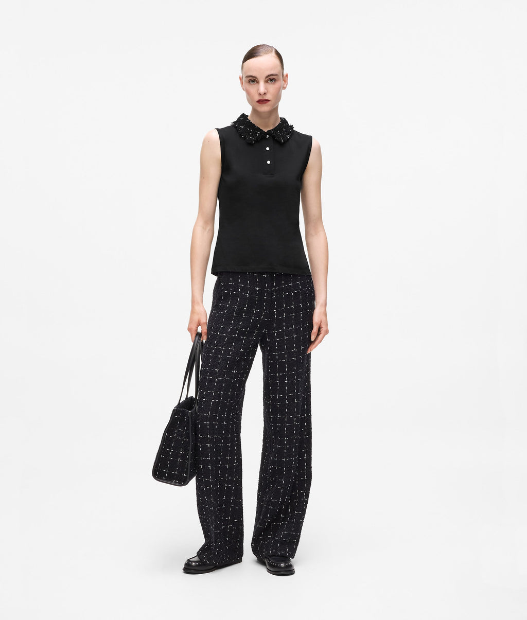 Bouclé detail polo shirt