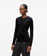 Button-detail long-sleeved T-shirt