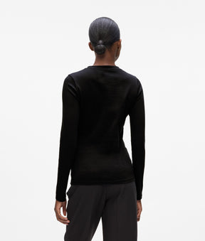 Button-detail long-sleeved T-shirt