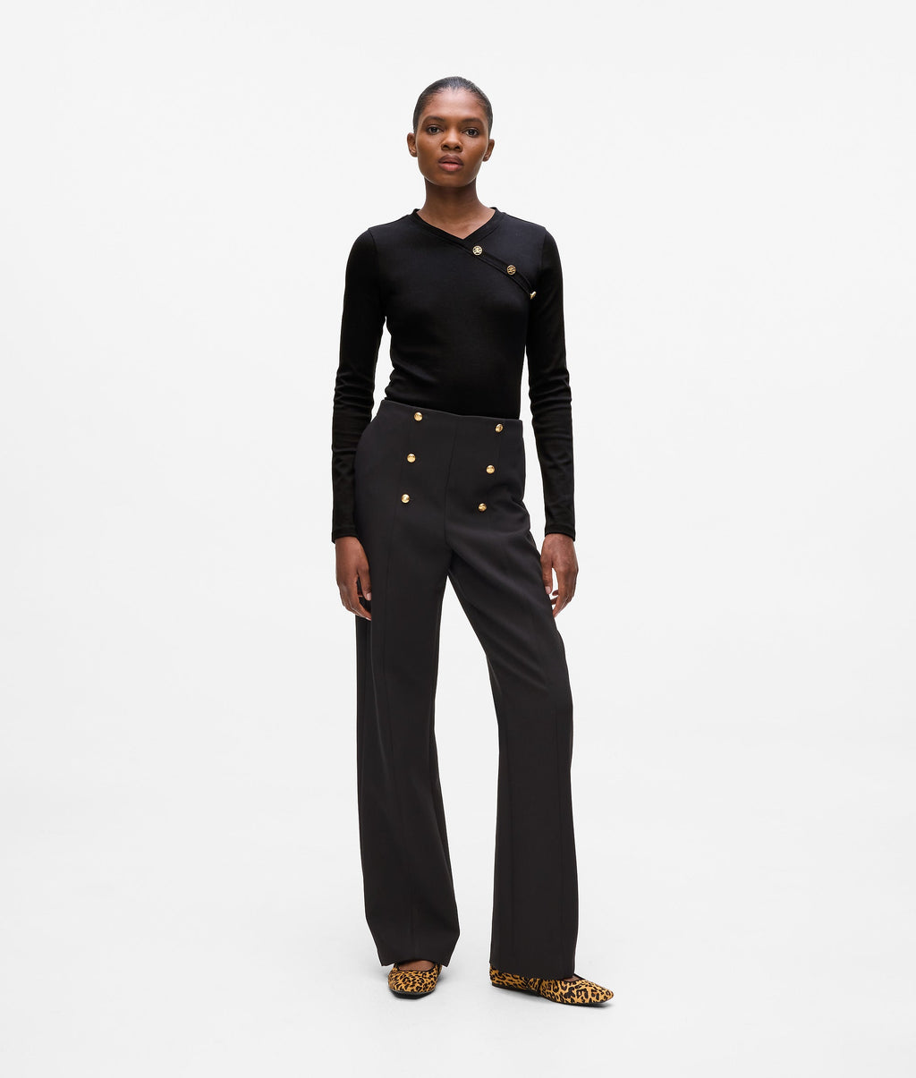 Button-detail long-sleeved T-shirt