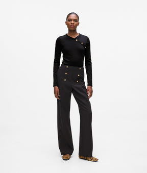 Button-detail long-sleeved T-shirt