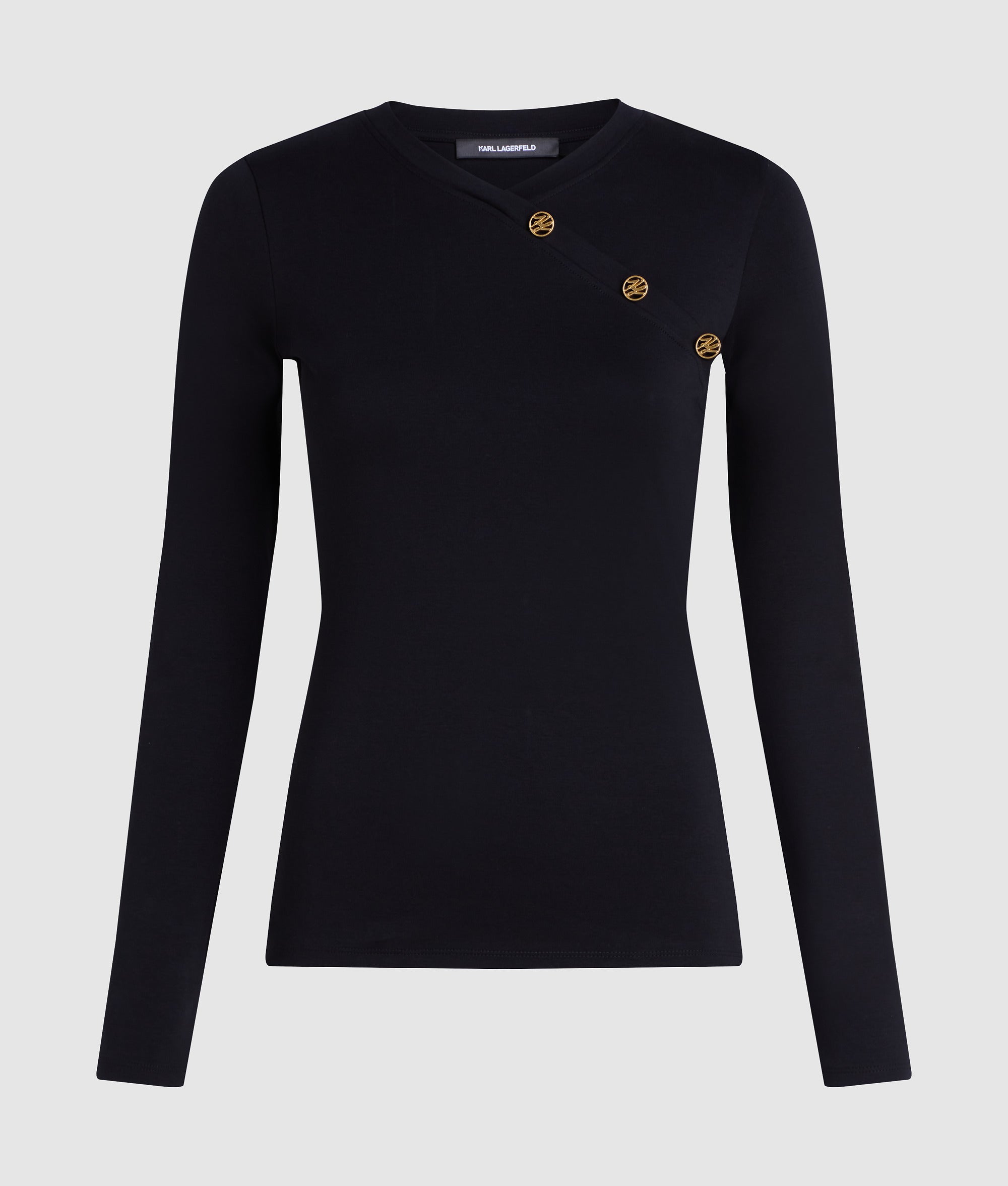 Button-detail long-sleeved T-shirt