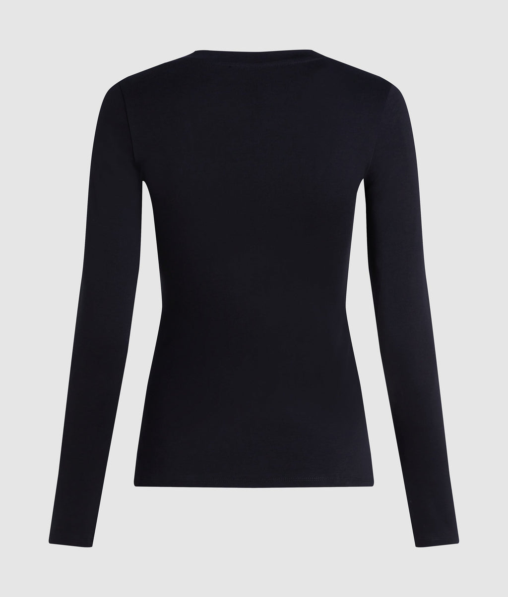 Button-detail long-sleeved T-shirt