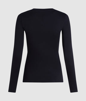 Button-detail long-sleeved T-shirt