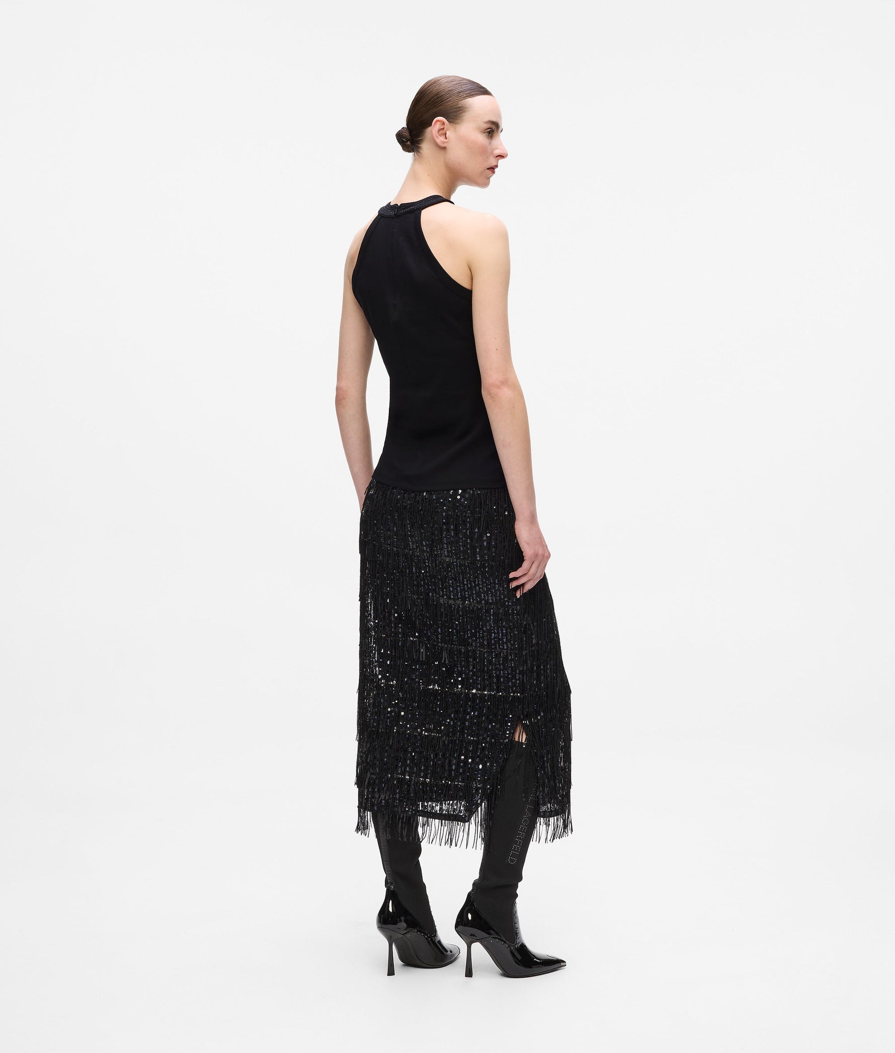 Rhinestone halter-neck top