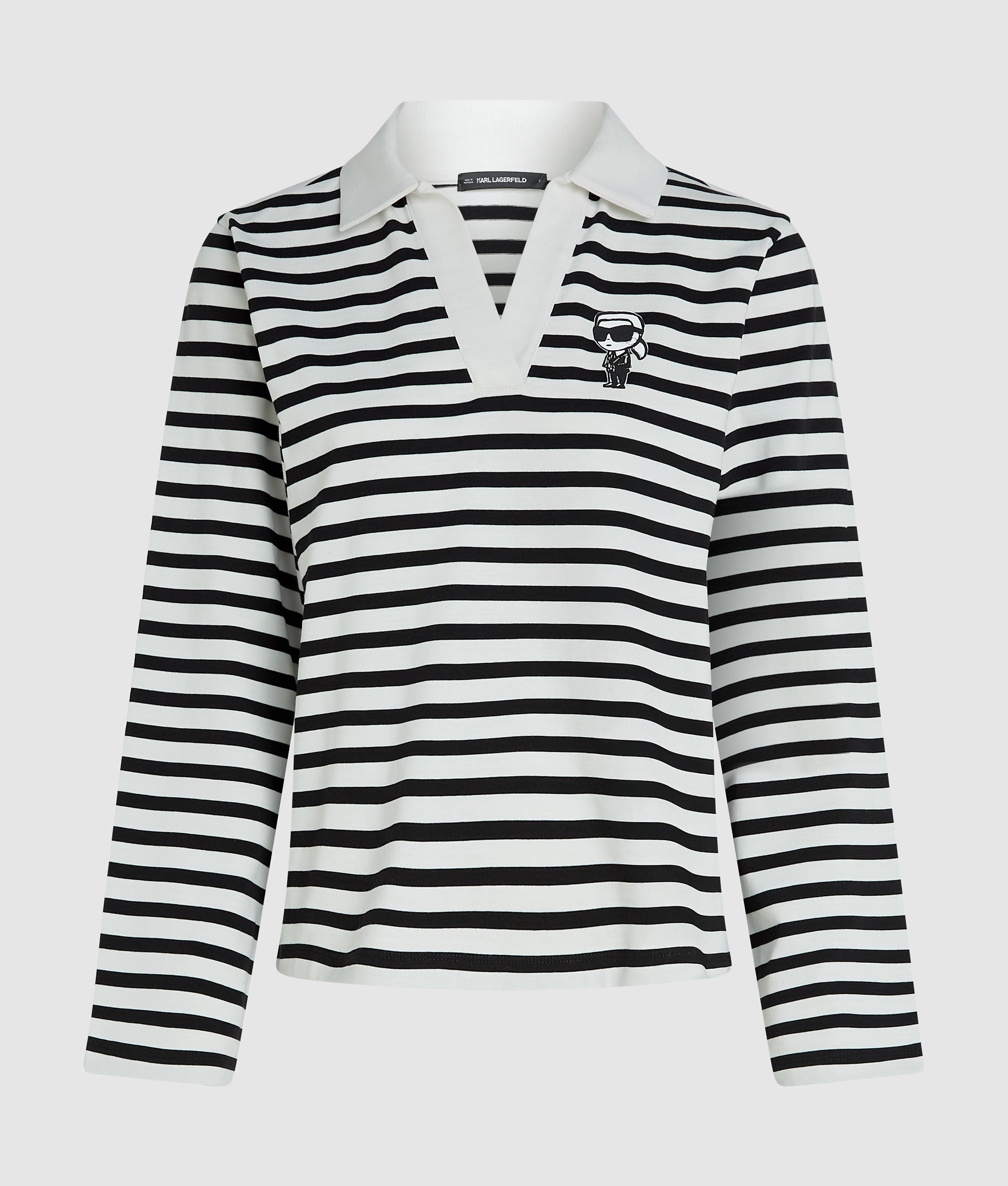 Ikon striped long-sleeved polo shirt