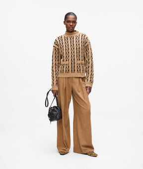 Cable knit mock neck jumper