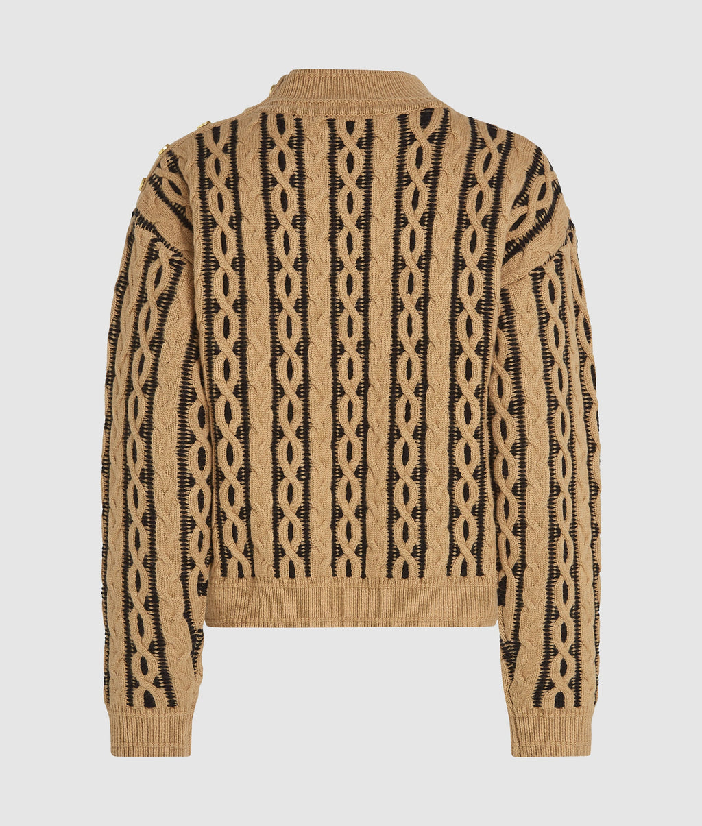 Cable knit mock neck jumper