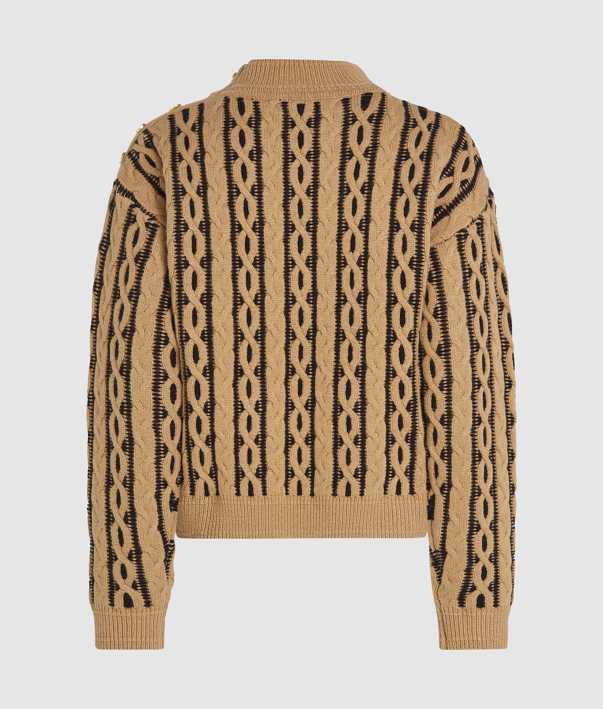Cable knit mock neck jumper