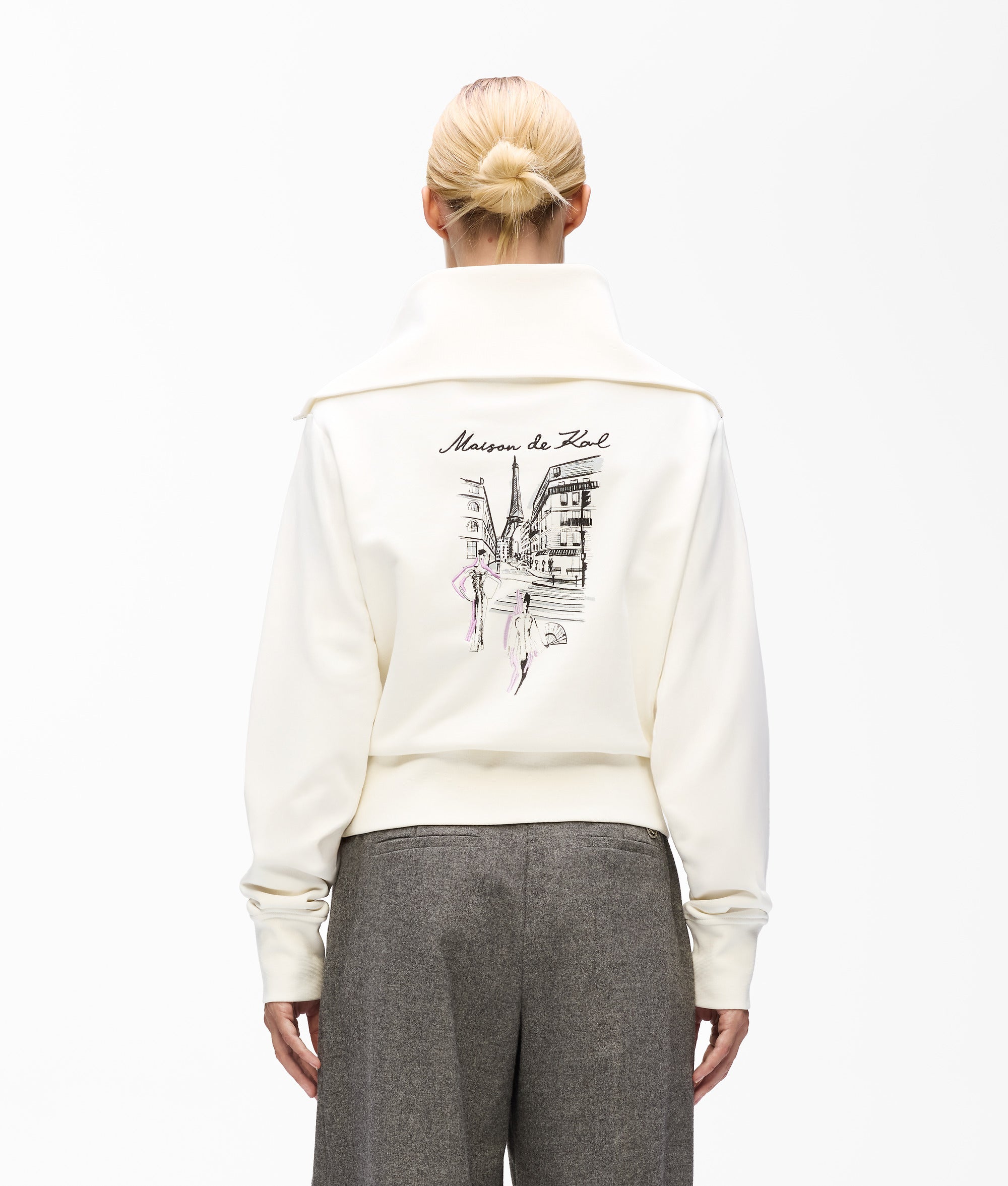 Paris sketch half-zip sweatshirt