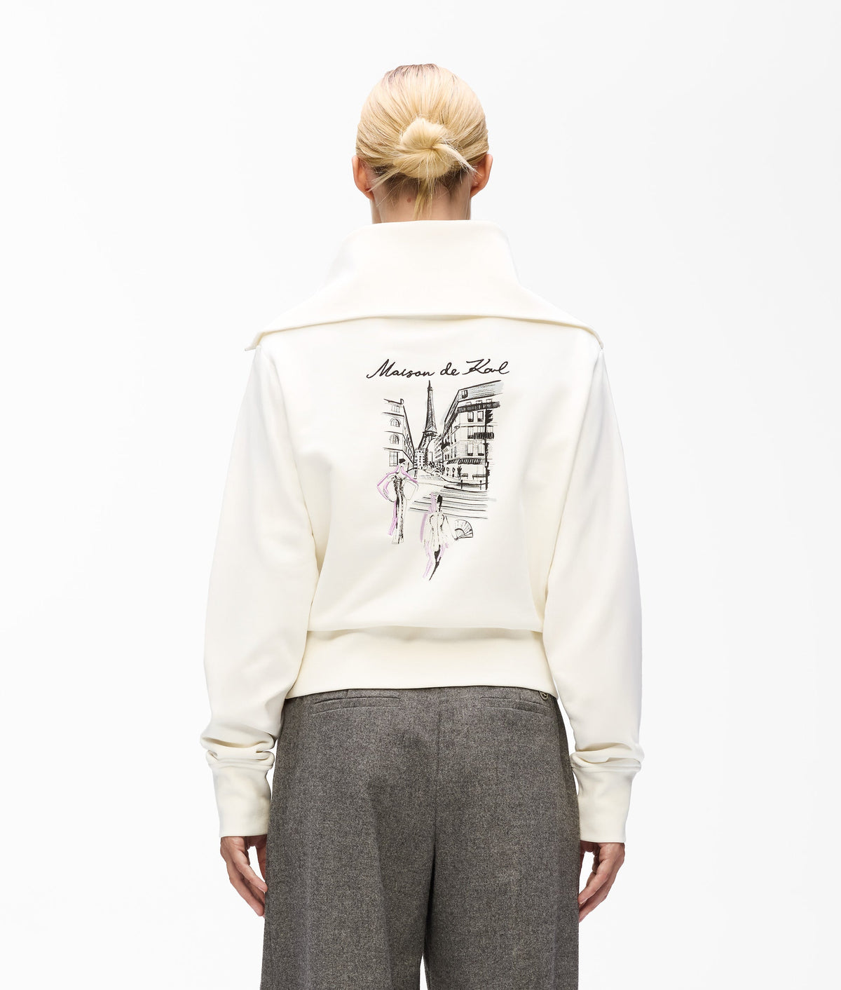Paris sketch half-zip sweatshirt
