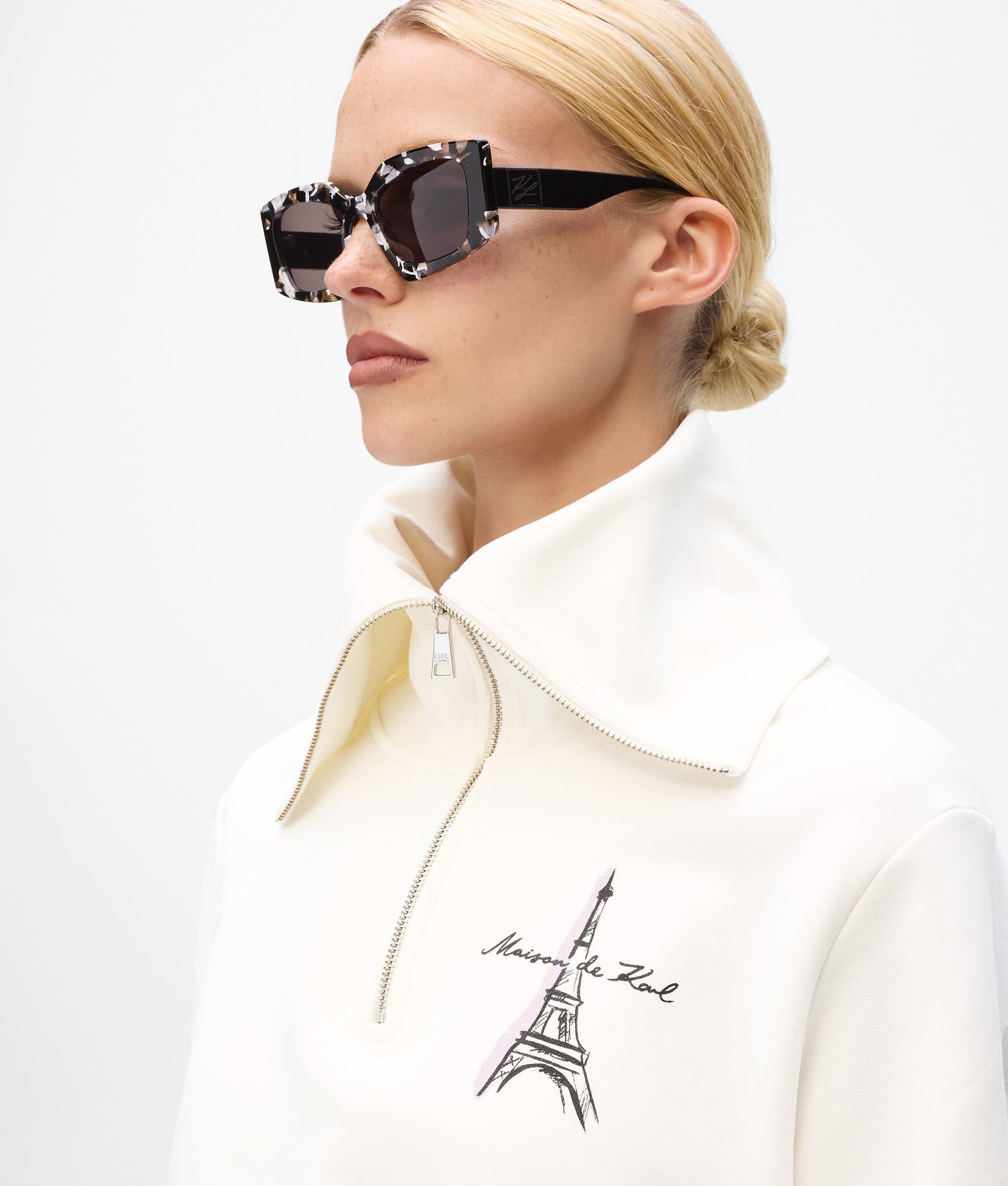 Paris sketch half-zip sweatshirt