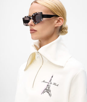Paris sketch half-zip sweatshirt
