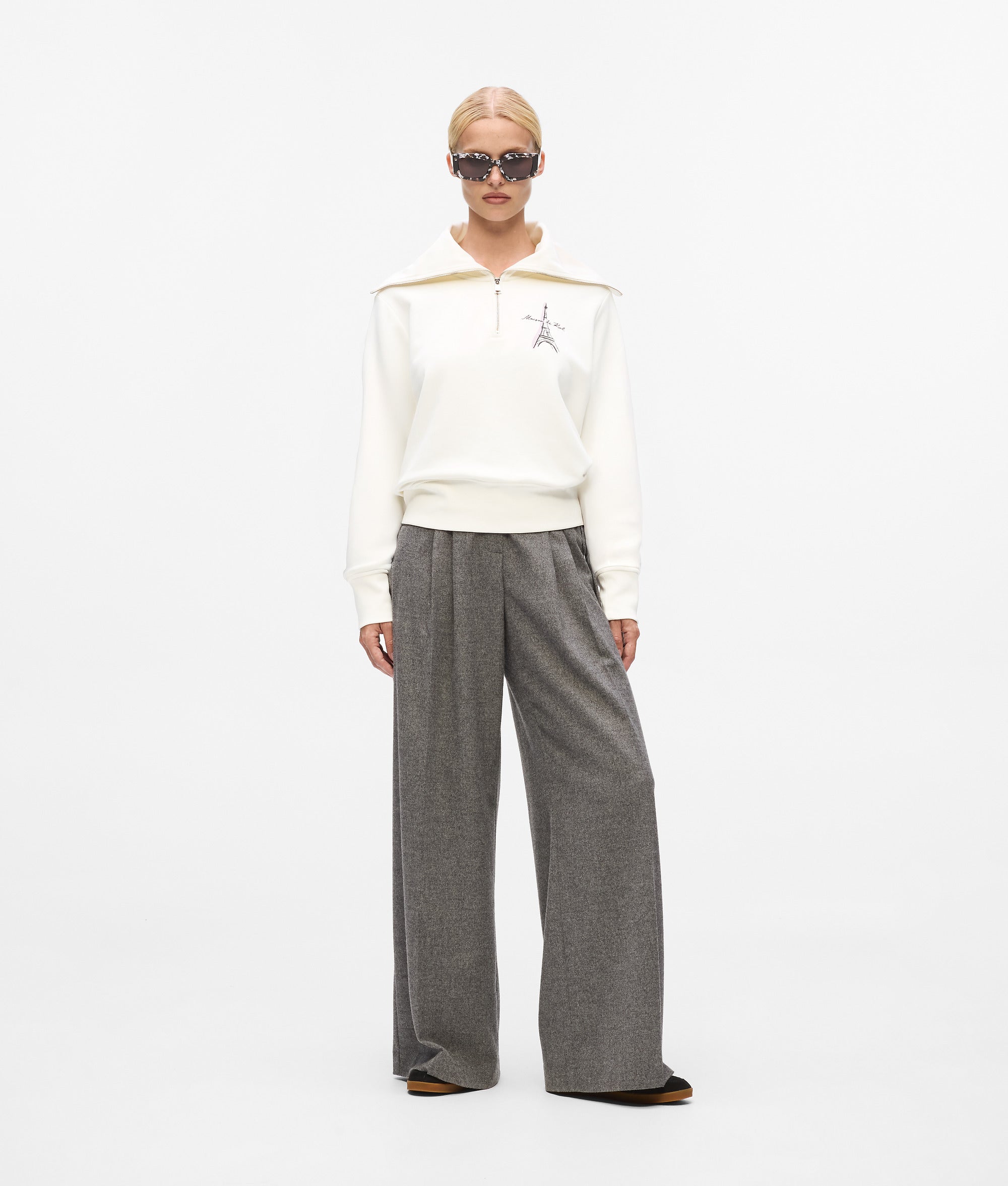 Paris sketch half-zip sweatshirt