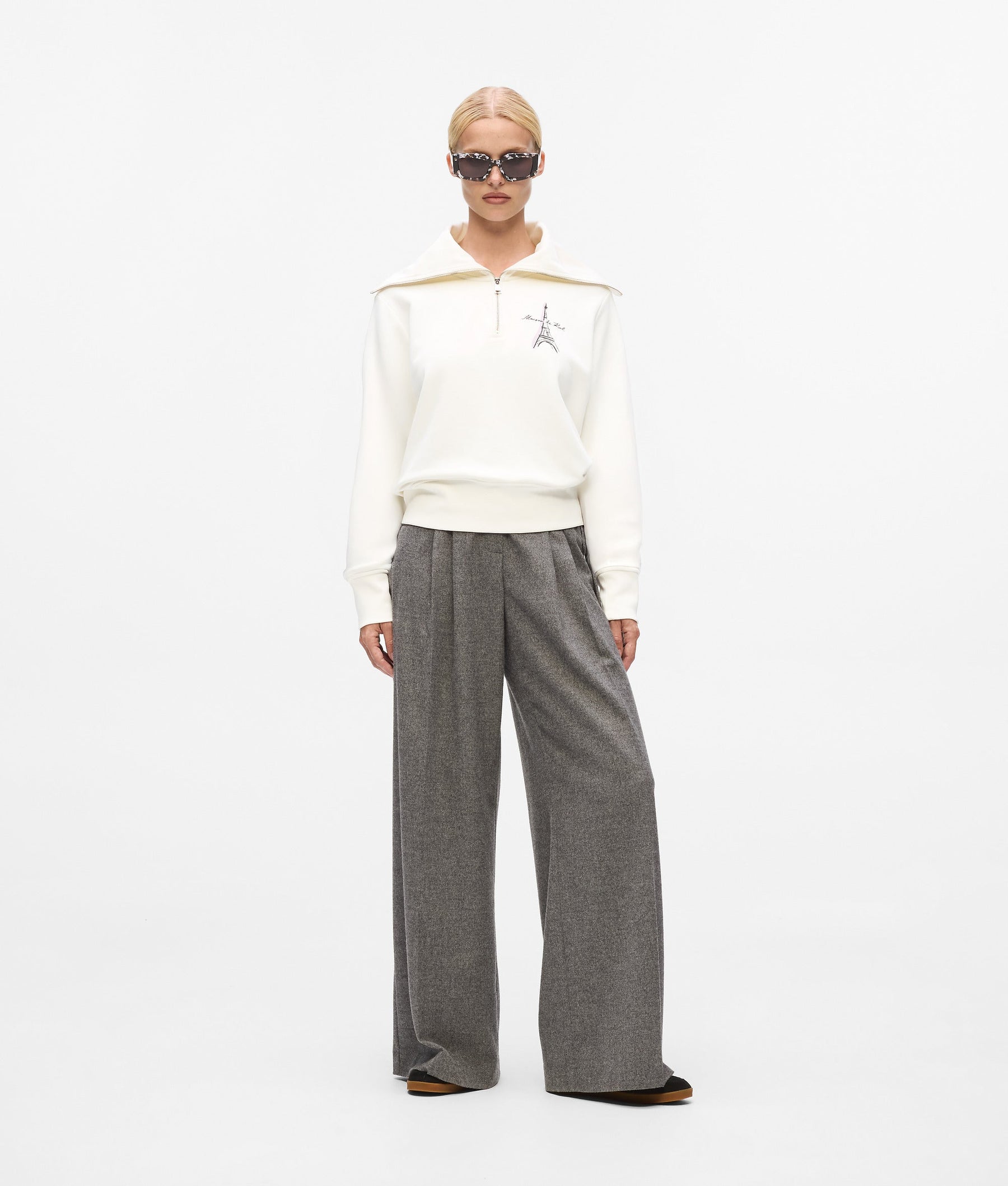 Paris sketch half-zip sweatshirt